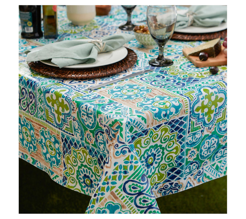 Design Imports Spanish Tile Vinyl Tablecloth 60x102 — View 6