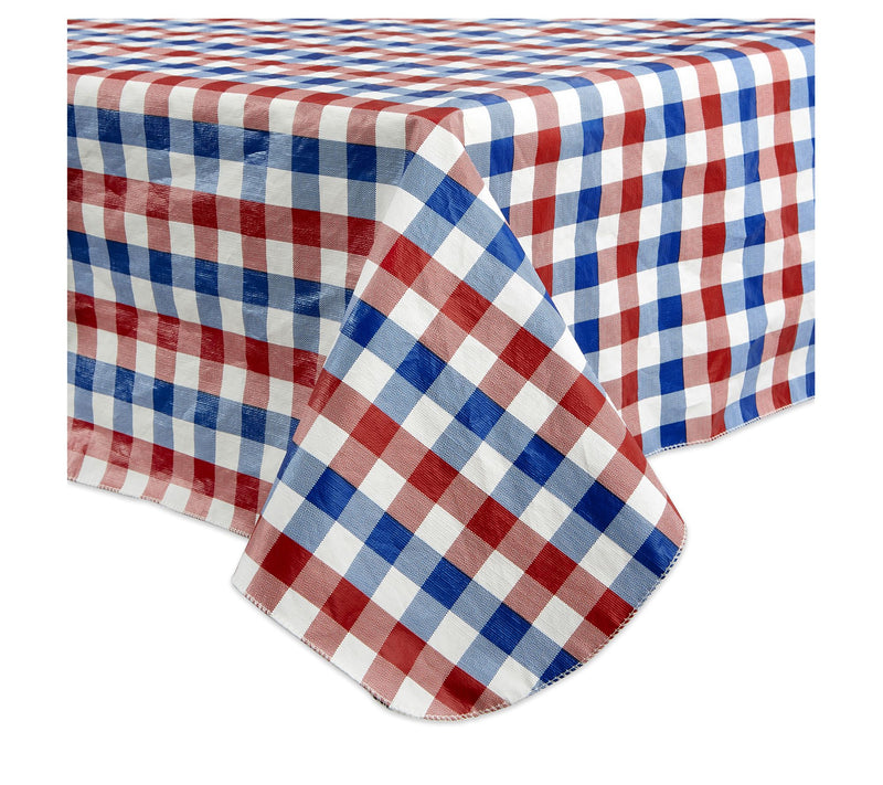 Design Imports Red,White & Blue Check Vinyl Tablecloth 60x84 — Main view