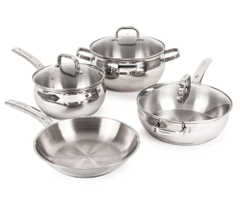 BergHOFF Belly Shape 18/10 SS 9.5" Deep Skilletwith Glass Lid — View 5