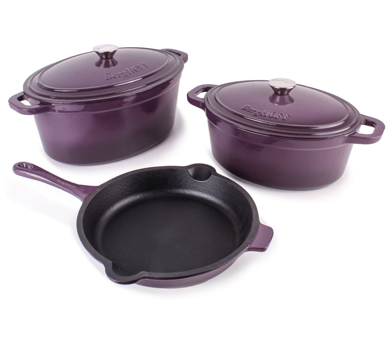 BergHOFF Neo 5P c 5qt. & 8qt. C ast Iron Oval D utch Oven Set — View 20