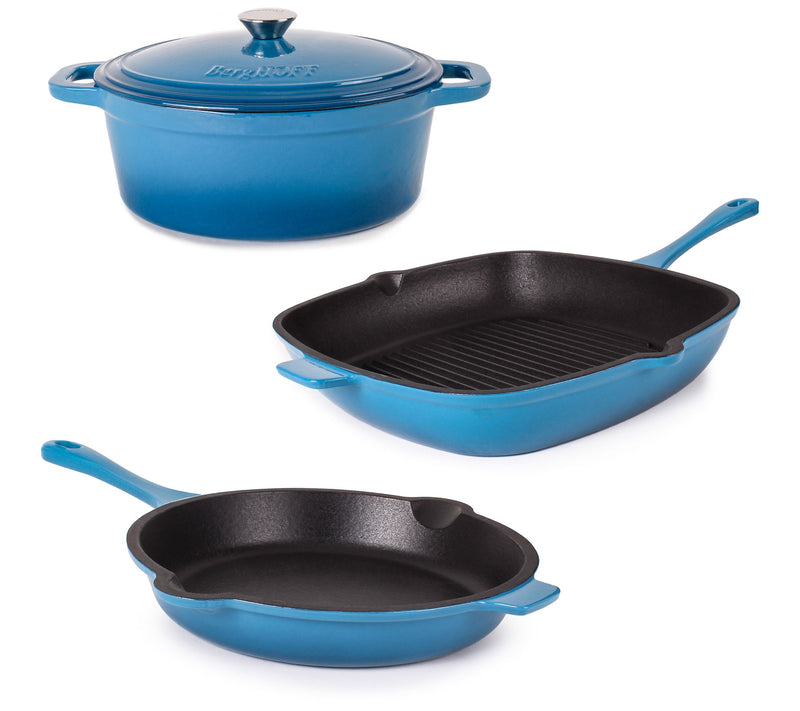 BergHOFF Neo Cast Iron Grill Pan, Frypan & OvalDutch Oven Se — View 3