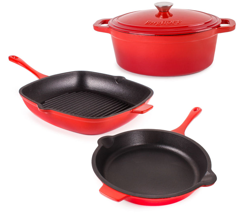BergHOFF Neo Cast Iron Grill Pan, Frypan & OvalDutch Oven Se — View 17