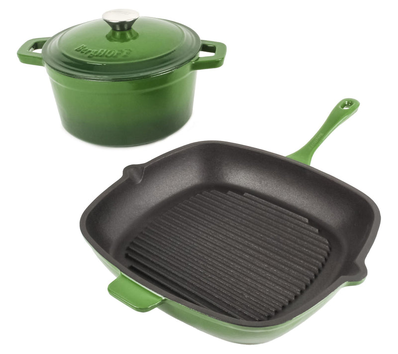 BergHOFF Neo 3Pc Cast Iron Grill Pan & Round Dutch Oven Set — Main view