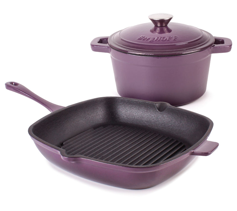 BergHOFF Neo 3Pc Cast Iron Grill Pan & Round Dutch Oven Set — View 11