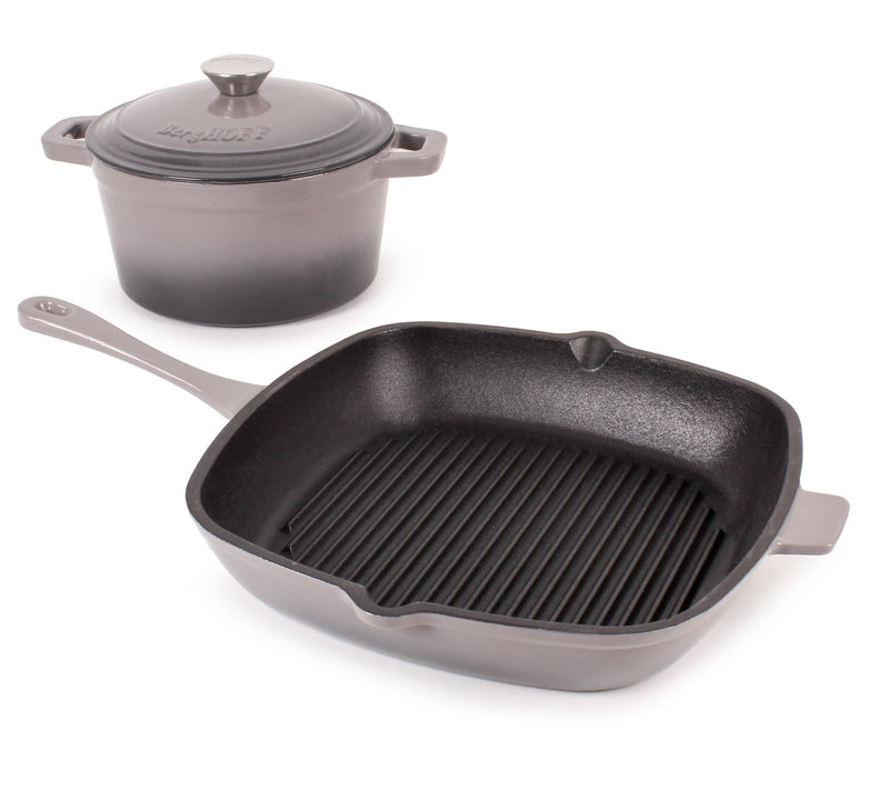 BergHOFF Neo 3Pc Cast Iron Grill Pan & Round Dutch Oven Set — View 7