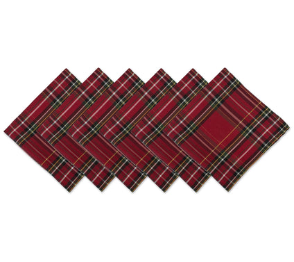 Design Imports Set/6 Holiday Metallic Plaid Napkins