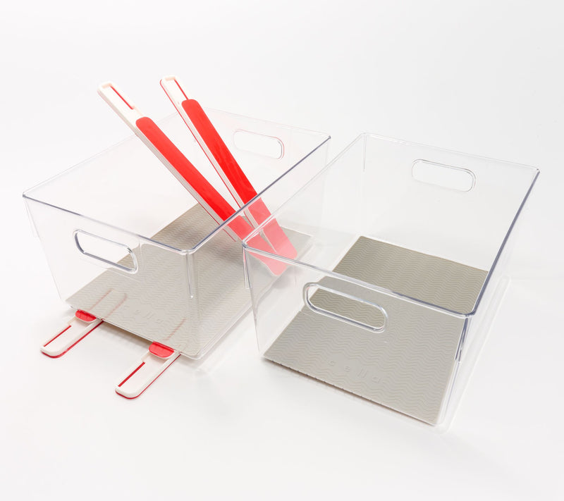 Cella Set of 2 Clear Sliding Cabinet Bins w/ Silicone Liners — View 9