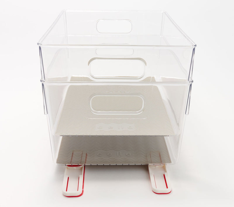 Cella Set of 2 Clear Sliding Cabinet Bins w/ Silicone Liners — View 3