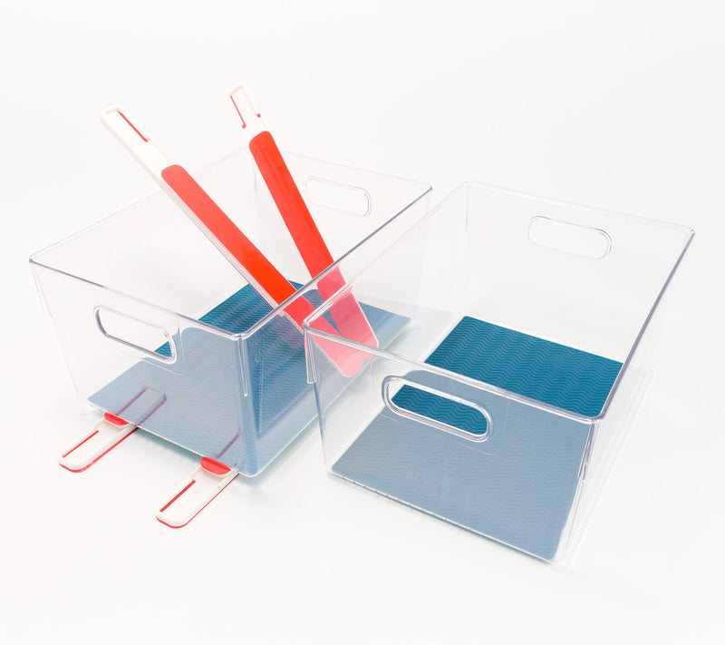Cella Set of 2 Clear Sliding Cabinet Bins w/ Silicone Liners — View 10