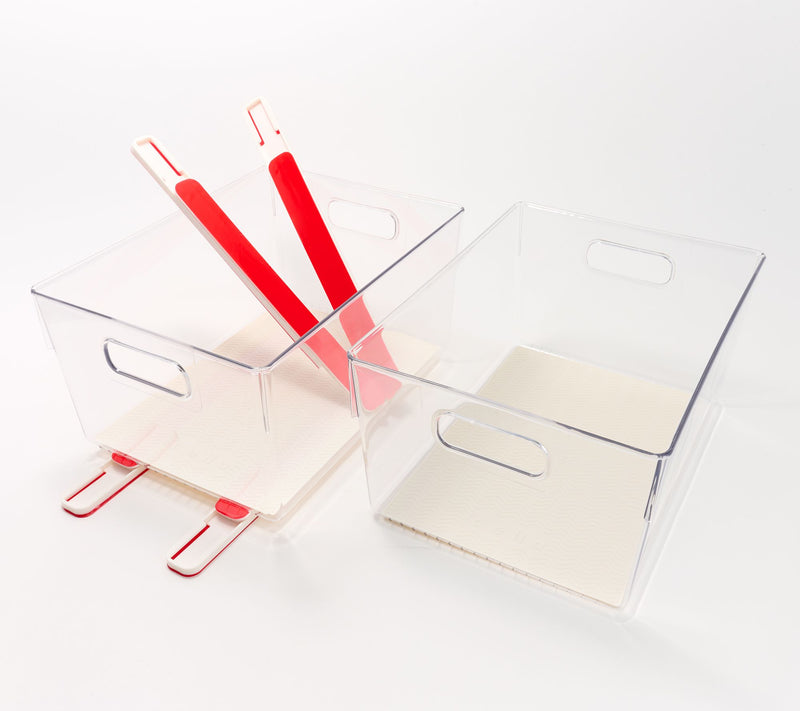 Cella Set of 2 Clear Sliding Cabinet Bins w/ Silicone Liners — View 11