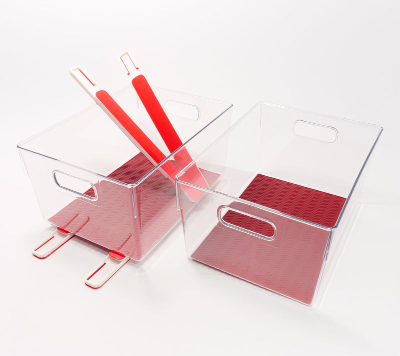 Cella Set of 2 Clear Sliding Cabinet Bins w/ Silicone Liners — View 12