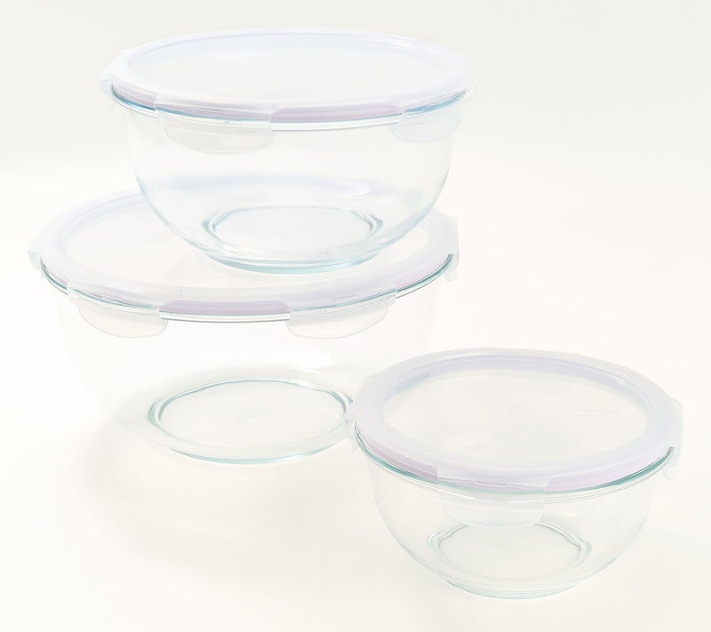 LocknLock 3-Piece Nestable Glass Mixing Bowls — View 17