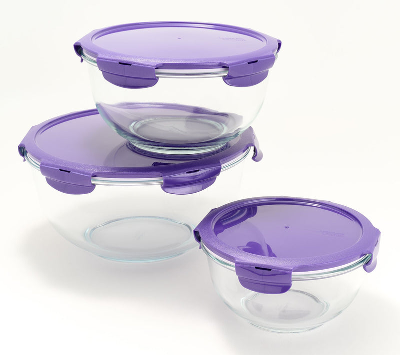 LocknLock 3-Piece Nestable Glass Mixing Bowls — View 19