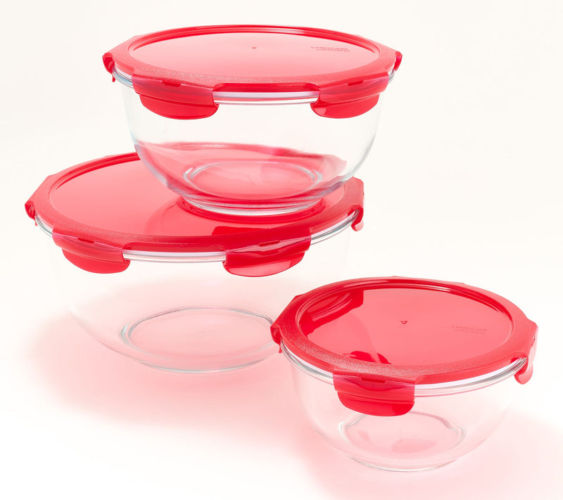 LocknLock 3-Piece Nestable Glass Mixing Bowls — View 20
