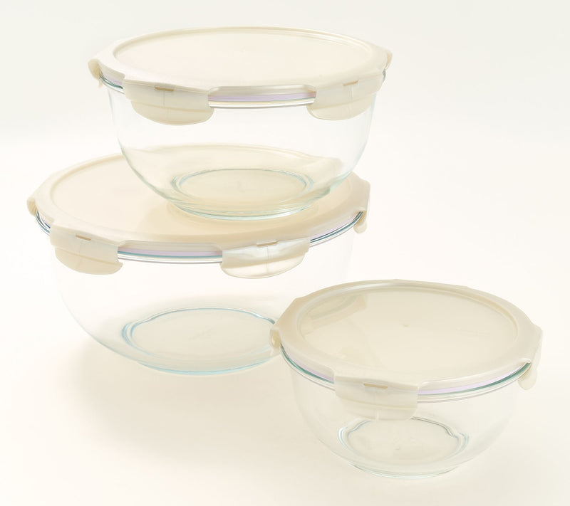 LocknLock 3-Piece Nestable Glass Mixing Bowls — View 23