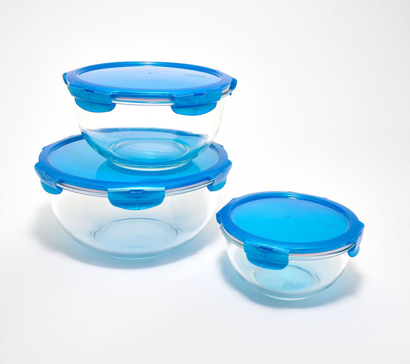 LocknLock 3-Piece Nestable Glass Mixing Bowls — View 26
