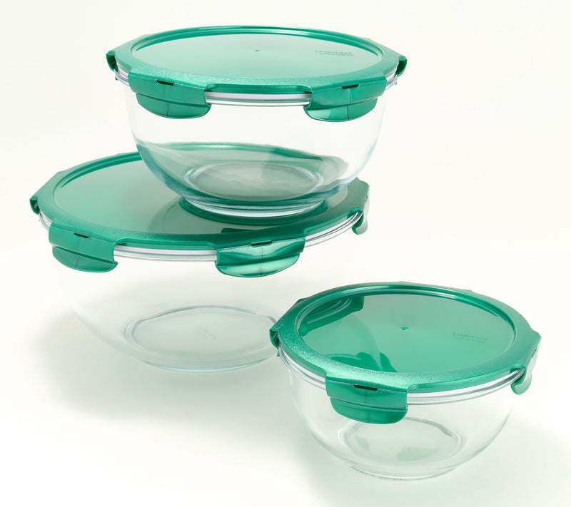 LocknLock 3-Piece Nestable Glass Mixing Bowls — View 28