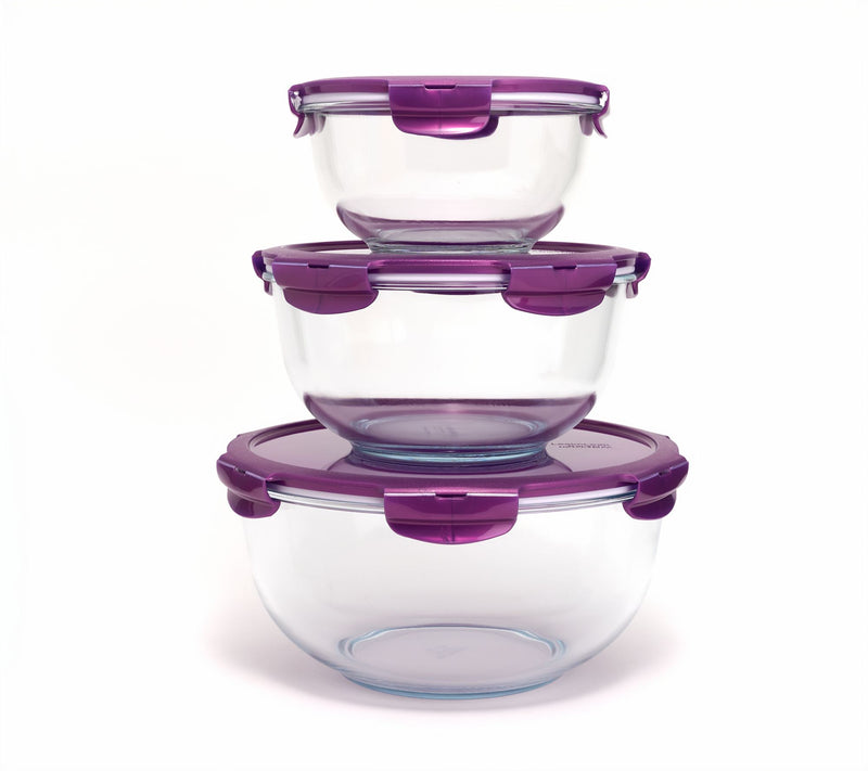 LocknLock 3-Piece Nestable Glass Mixing Bowls — View 30