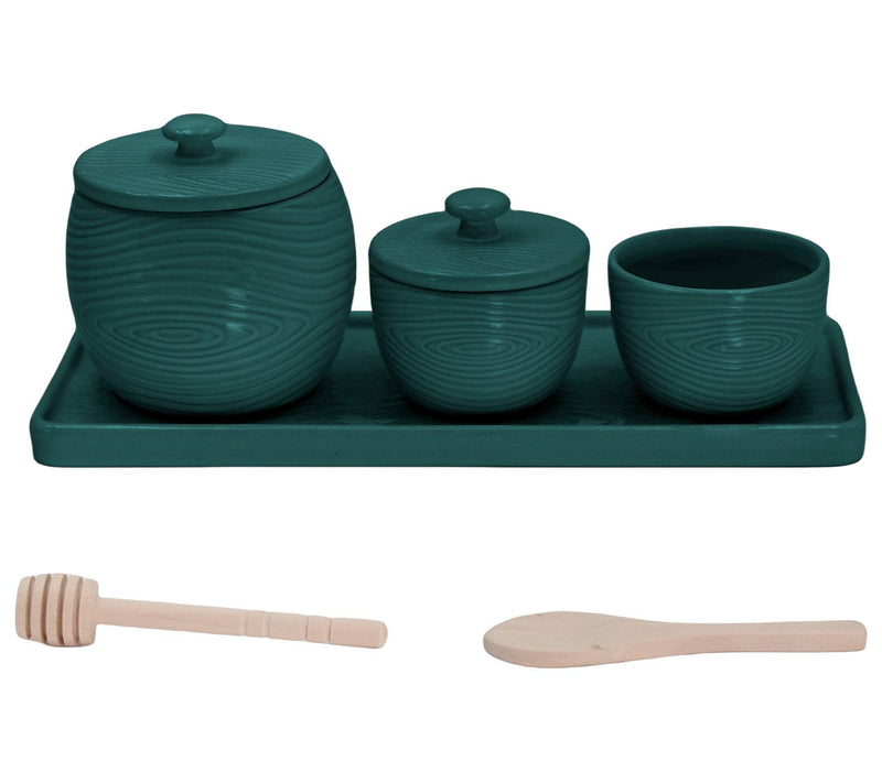 Temp-tations Woodland 3-Piece Condiment Jars with Tray — Main view