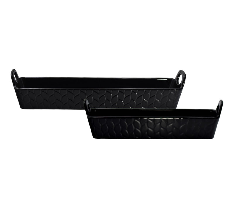 Temp-tations Carved Willow Set of (2) Elongated Cracker Trays — View 3