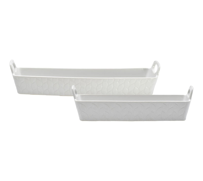 Temp-tations Carved Willow Set of (2) Elongated Cracker Trays — View 7