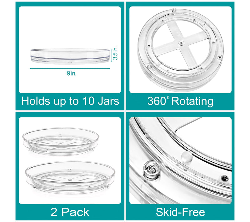 Sorbus 9 Inch Clear Lazy Susan Organizer 2 Pack — View 3