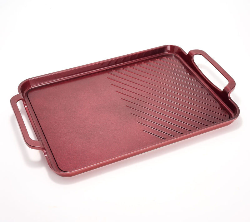 Cooking Light 15"x11" Ceramic Nonstick Double Burner Grill/Griddle — View 8