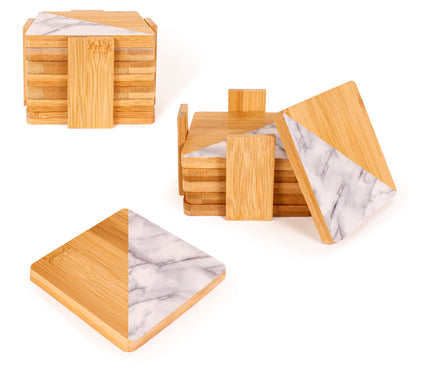 BergHOFF Natural Bamboo Coasters 14Pc Set, Square