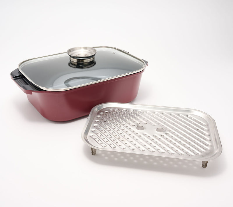Technique Cast Aluminum Roaster with Basting Knob Glass Lid — View 2
