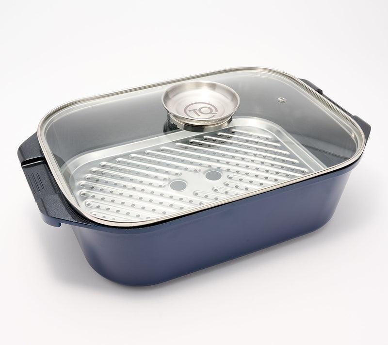Technique Cast Aluminum Roaster with Basting Knob Glass Lid — View 7