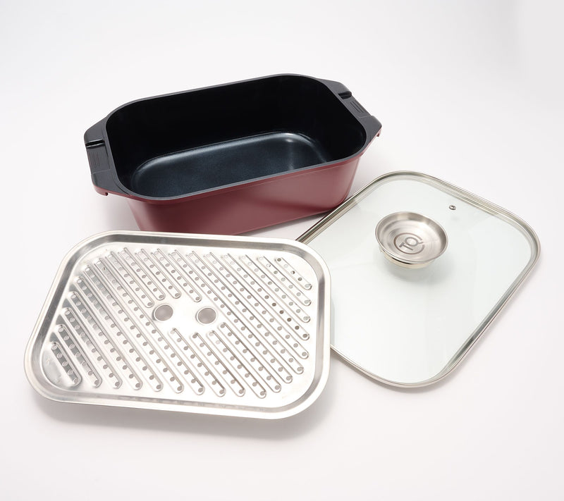 Technique Cast Aluminum Roaster with Basting Knob Glass Lid — View 3