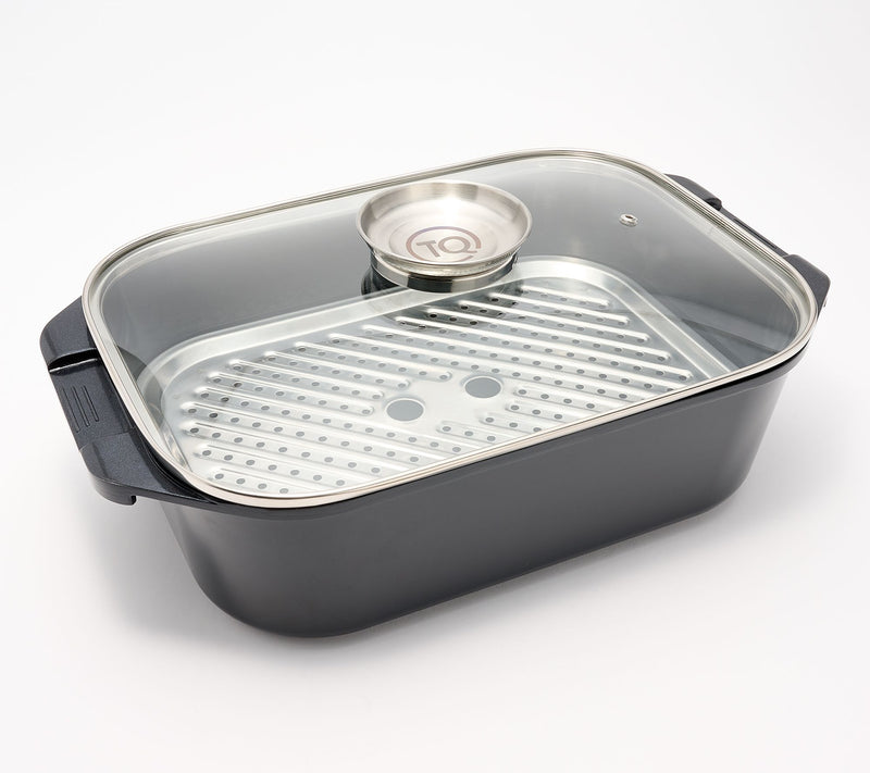 Technique Cast Aluminum Roaster with Basting Knob Glass Lid — View 8