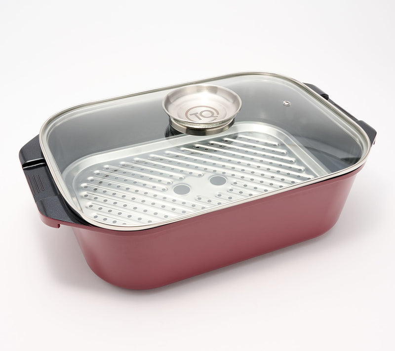 Technique Cast Aluminum Roaster with Basting Knob Glass Lid — View 9