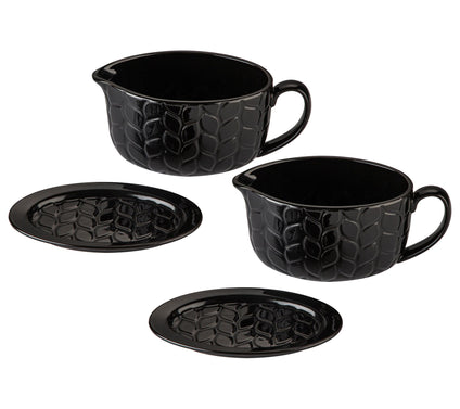 Temp-tations Carved Willow S/2 16-oz Gravy Boats w/ Lid-Its