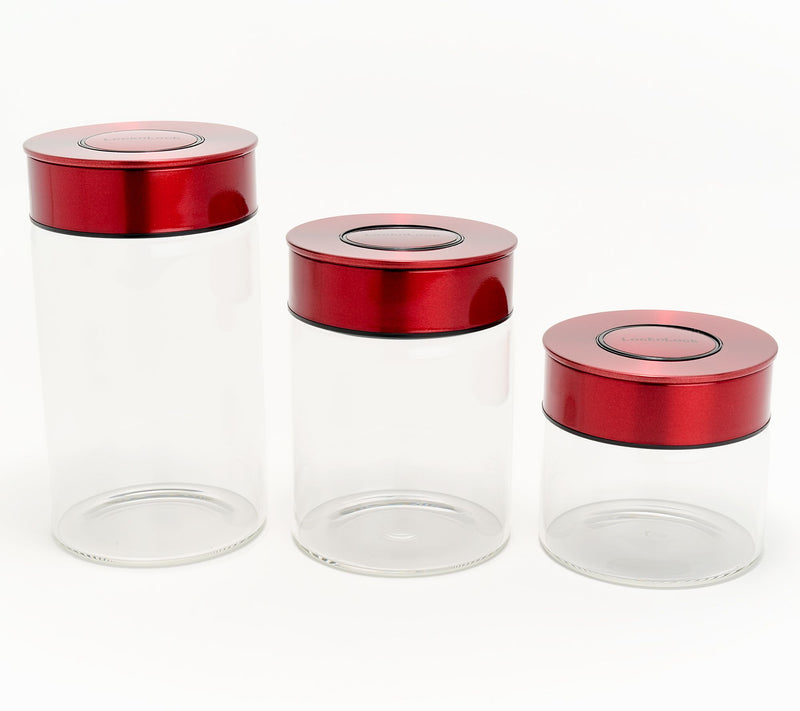 LocknLock 3-Piece Stainless Steel & Glass Push Lock Canisters — View 3
