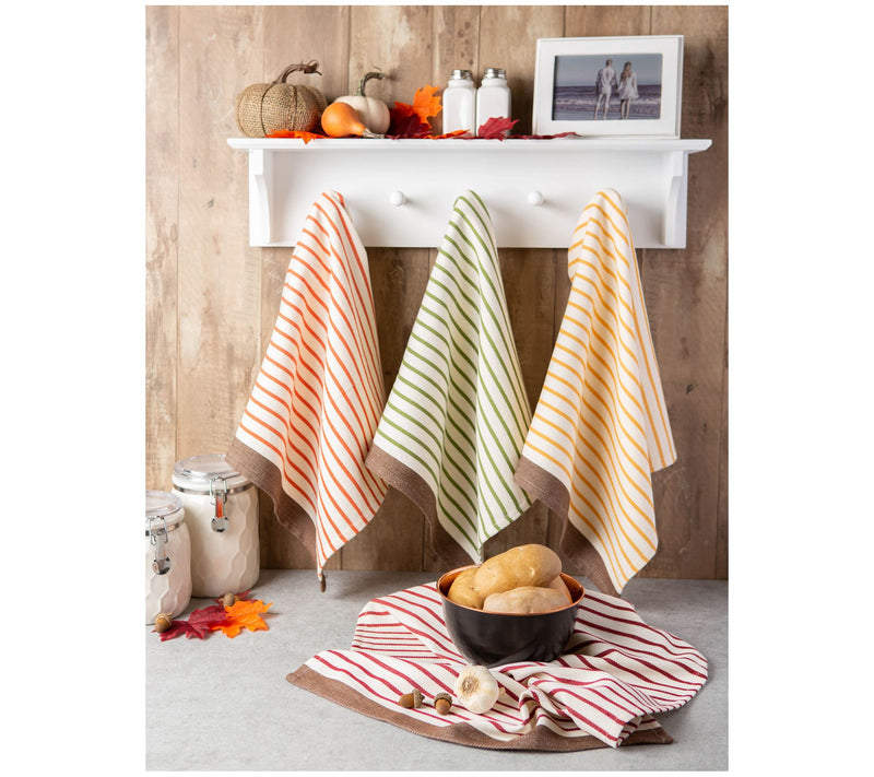 Design Imports Set of 4 Harvest Stripe Woven Kitchen Towels — View 6