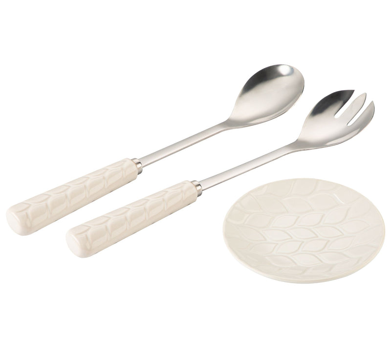 Temp-tations Carved Willow Set of (2) Utensils with Spoon Rest — View 7