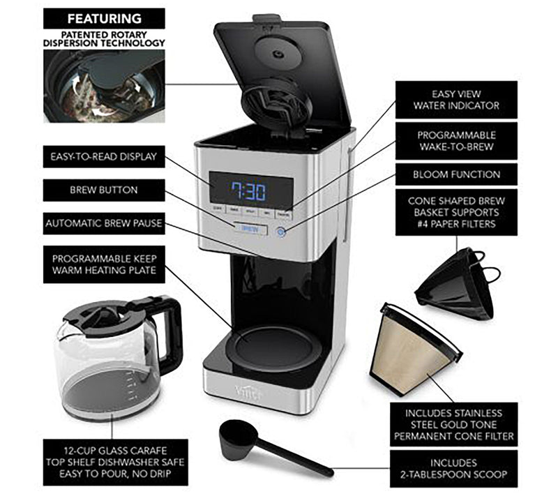 Vinci Housewares RDT Elite Spinning Spray HeadCoffee Maker — View 6
