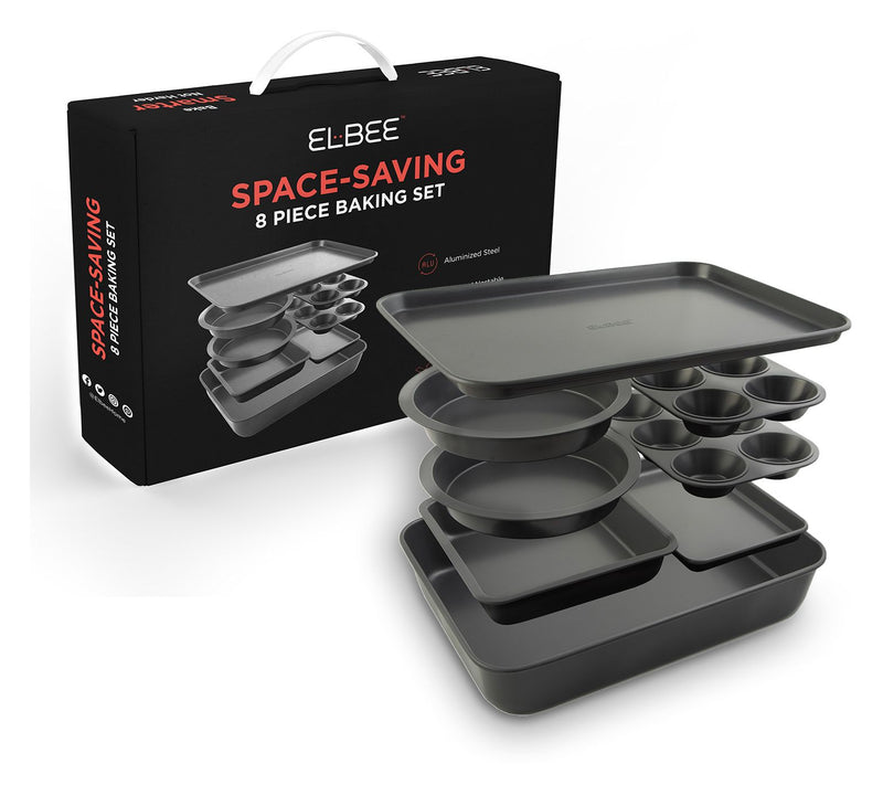 Elbee Home 8-Piece Nonstick Space Saving BakingPan Set — View 4