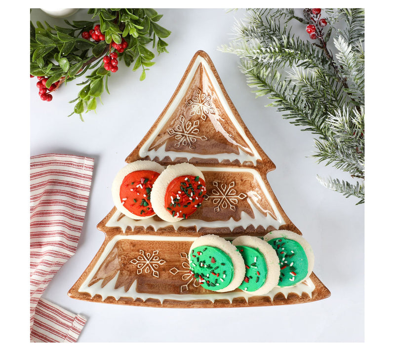 Martha Stewart Gingerbread Tree 3 Sectioned Tidbit Tray — View 8