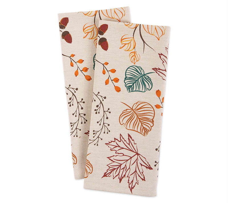 Design Imports Autumn Leaves Printed Kitchen Towels Set of 2 — Main view