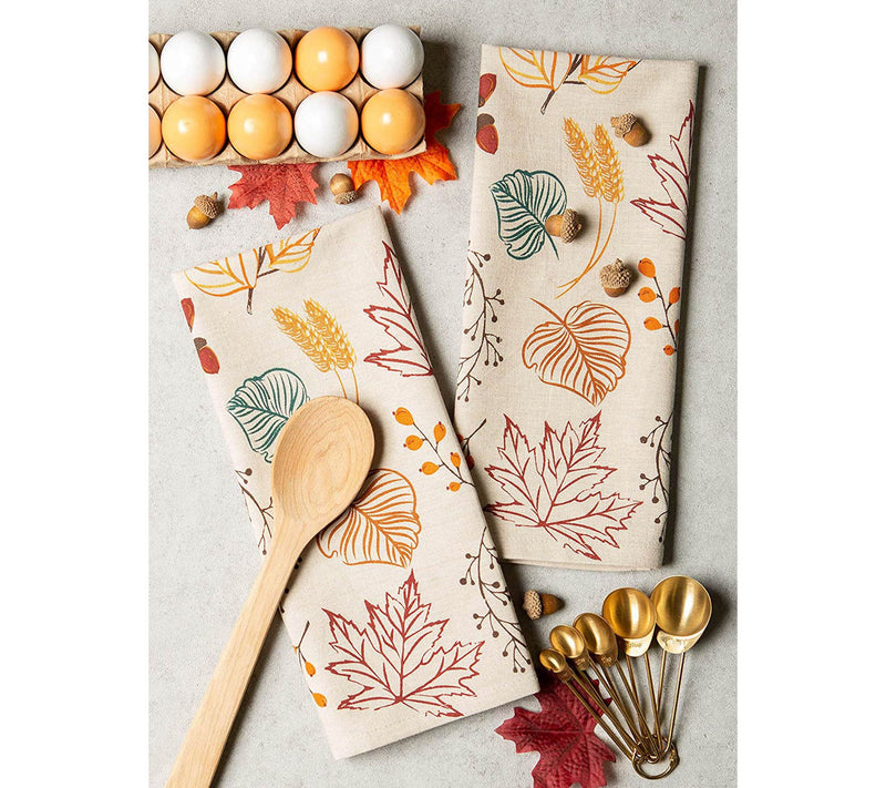 Design Imports Autumn Leaves Printed Kitchen Towels Set of 2 — View 5