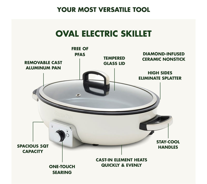 GreenPan Elite 5.5Qt Everyday Electric Oval Skillet — View 4