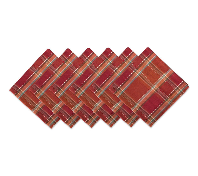 Design Imports Set of 6 Autumn Spice Plaid Napkins — Main view