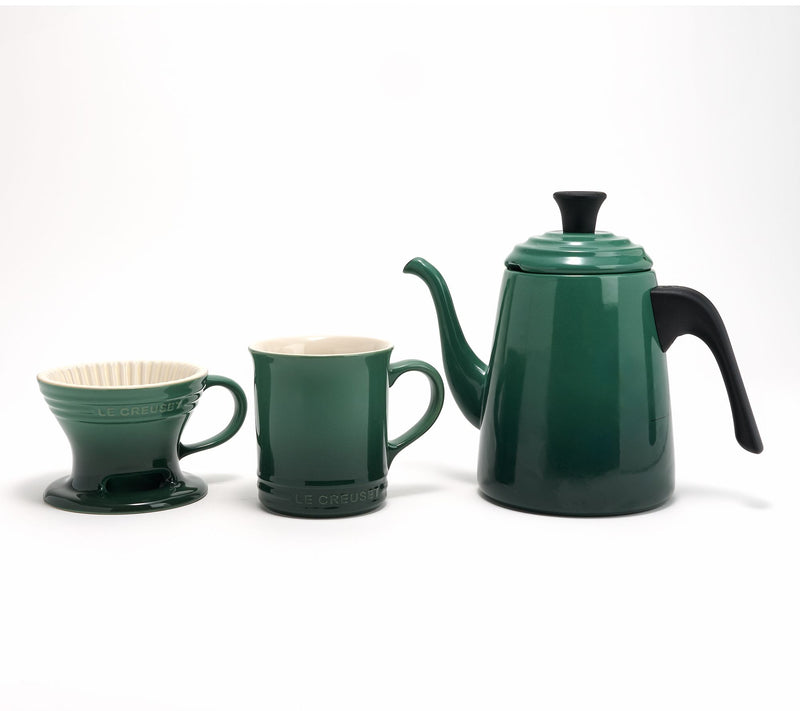 Le Creuset Pour-Over Gooseneck Kettle w/ Cone & Mug Set — View 3