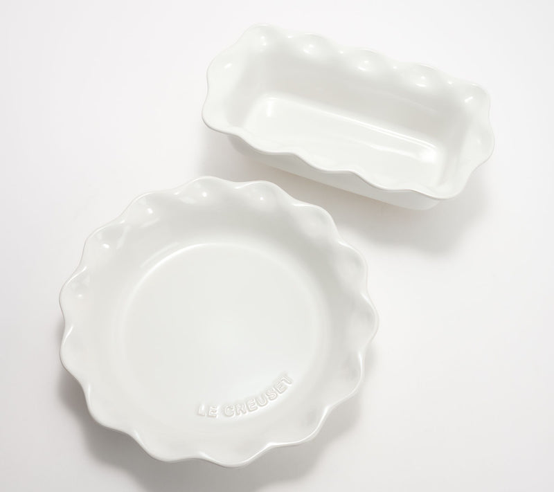 Le Creuset Heritage Fluted Pie Plate Dish & Loaf Pan — View 11