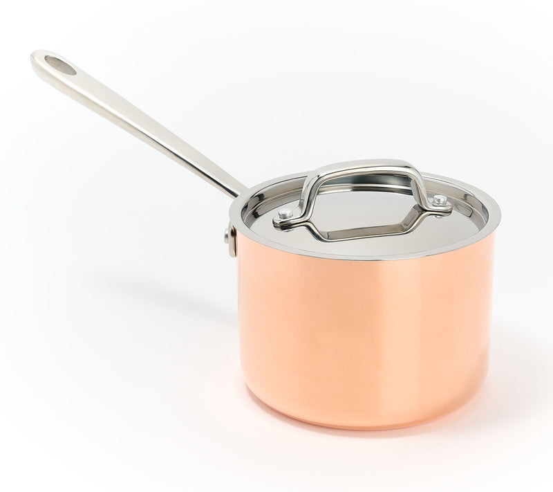 Martha Stewart Signature 2-qt Tri-Ply Copper SS Sauce Pan w/ Lid — Main view