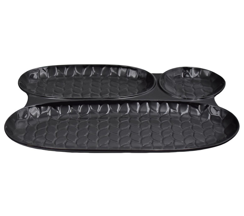 Temp-tations Carved Willow 3-Section Snack Tray — Main view