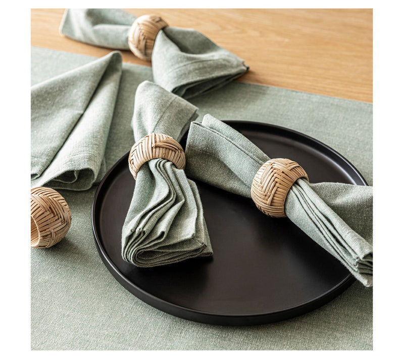 over&back Woven Wicker Napkin Rings Set of 4 — View 6
