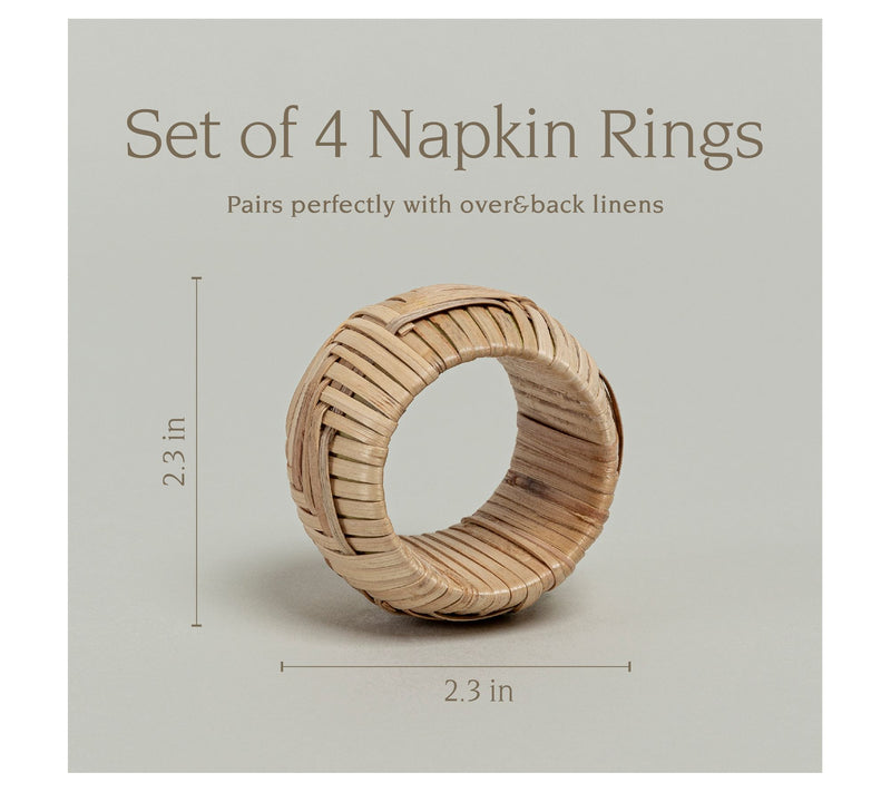 over&back Woven Wicker Napkin Rings Set of 4 — View 4